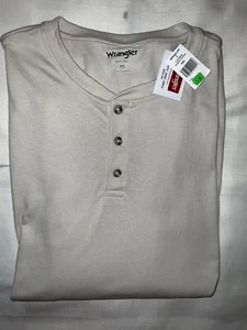 Wrangler Men’s Long Sleeve Henley Shirt, Size 4XL, NWT, Oatmeal Heather - Picture 1 of 4
