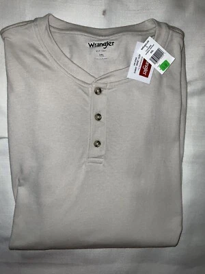 Wrangler Men’s Long Sleeve Henley Shirt, Size 4XL, NWT, Oatmeal Heather - Image 1 of 4