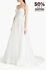 RRP €2542 THEIA Tulle Wedding Gown US6 UK10 IT42 M Embroidered Flowers Bandeau