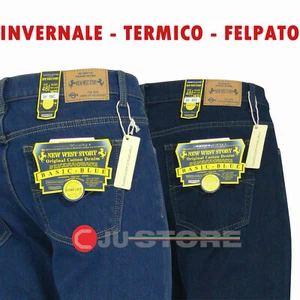 Jeans uomo New story pantalone cotone denim invernale FODERATO IMBOTTITO FELPATO - Foto 1 di 16