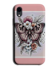 Pink Butterfly and Flowers Art Print Phone Case Cover Artwork Moth Moths AF18