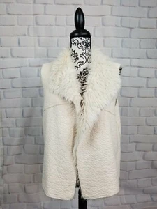 Bisou Bisou women's size large faux suede faux fur vest open front collared bb12 - Picture 1 of 8