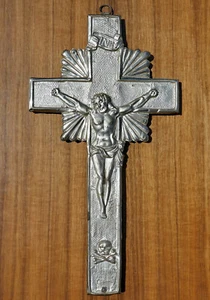 Antico Crocifisso Crocefisso in Argento e legno fine '800 - 280x150mm - holy art - Foto 1 di 8