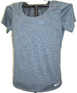 Nike Dri-Fit Gray SS Athletic Stretch Base Layer Fitted Shirt Size L Womens EUC - Picture 1 of 5