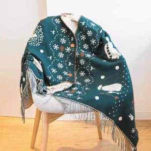 Studio Ghibli My Neighbor Totoro Scarf Stole with Button Snow Walking Path LTD - Picture 1 of 16