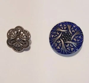 Metallic & Czech Glass Buttons 22 & 30mm - Picture 1 of 2