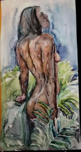 Original Girl Watercolor Painting Portrait wall art 8x15 inches - Picture 1 of 1