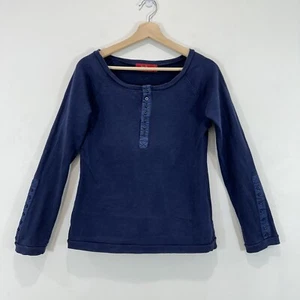Tigerlily Top Women 10 Blue Long Sleeve Round Neck Cotton Casual - Picture 1 of 9