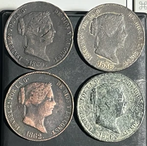 Cincin19,LOTES,Bonito 4 Monedas de 25 Ctms de Real ,ISABEL 2ª - Imagen 1 de 5