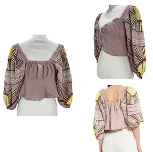 Free People Sunrise Sunset Daytime Fireworks Lilac Purple Boho Top Womens XS - Picture 1 of 11