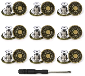 *Jeans Buttons Replacement, Instant No Sew Buttons for Pants with Tool,17MM, USA - Picture 1 of 7