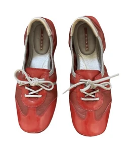 Prada Sport Ballet Flats Red Leather Sz EU 39 US 8 - Picture 1 of 13
