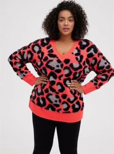 Suéter túnica tórrida estampado leopardo coral nuevo con etiquetas nuevo 5X - Imagen 1 de 4