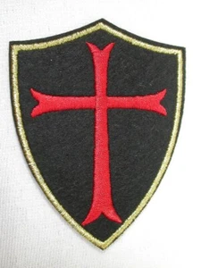 Parche con apliques insignia emblema heráldico borde dorado cruz roja negra hierro - Imagen 1 de 1