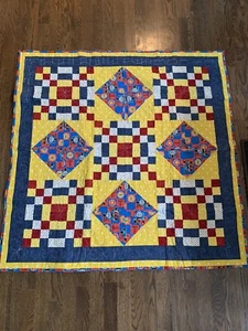 HANDMADE QUILT FOR BABY BOY NURSERY ~ Thomas the Tank Engine Train - Picture 1 of 2