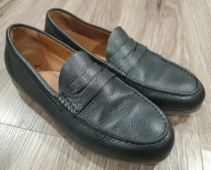 Aquatalia Loafers Size 8 Men's Black Pebbled Leather Shoes - Picture 1 of 4