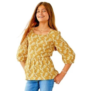 NWT Matilda Jane Top 8 Just Imagine Shay Ditsy Floral Peplum Yellow Girls Size - Picture 1 of 2