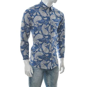 Marc O'Polo Men Lovely Delightful Paisley Print Hawaiian Shirt Long Sleeve Sz-38 - Picture 1 of 8