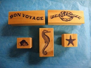 Nautical 6 Pc. Rubber Stamp Set / Nautical - Ocean - Sea - Picture 1 of 4