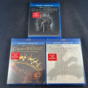 GAME OF THRONES COMPLETE FIRST SECOND & THIRD SEASON 3 BLU RAY SEALED BUNDLE LOT - Imagen 1 de 8