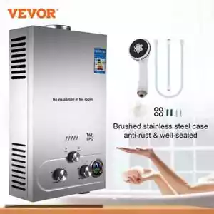 VEVOR 6L/8L/10L/12L Chauffe-Eau Instantané à Gaz Butane avec Douche INOX - Foto 1 di 28