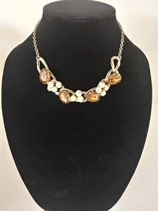 Vintage 1950-1960 Glas Edelstein Halskette Kunstperlen Haken Verschluss 17,5 Zoll - Bild 1 von 2