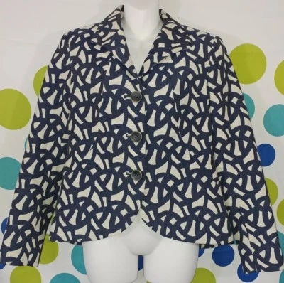 Blazer Lafayette 148 New York Para Mujer Talla 8 Azul Patrón Forrado Carrera Foto 1 de 4