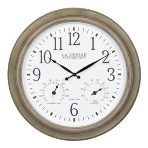 La Crosse Technology Wall Clock 18" Round Analog Plastic Atomic w/ Temp+Humidity - Picture 1 of 7