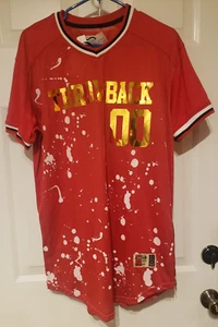 Bleecker and Mercer Throwback Red Splatter Foil Jersey w/Zippers Mens NWT Sz L - Picture 1 of 6
