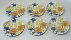 6 Vintage Italy Ernestine Salerno Floral Pattern Pottery Saucer Plates - Picture 1 of 11