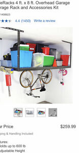 4x8 Overhead Garage Storage Rack, Adjustable Garage Storage Organization Systerm