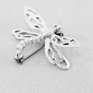 Vintage Sterling Silber detaillierte Libelle Insekt Figur Anstecknadel Brosche 925 - Bild 1 von 4