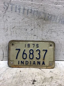 Original 1975 Indiana Motorcycle License Plate 76837 Shovelhead - Picture 1 of 9