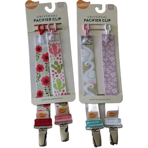 Universal Pacifier Clip 2 Sets Of 2 (4) with Name Tag at the Back - Picture 1 of 3
