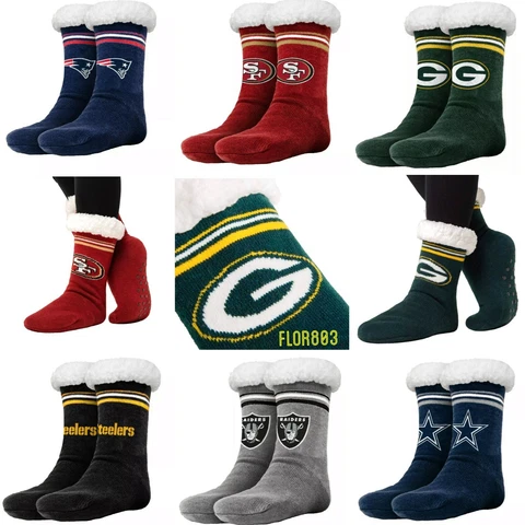 NFL Team Women's Tall Footy Slippers - Size 6-10 Non Skid Cover