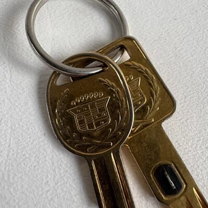 Vintage Set Gold Tone Cadillac Keys Ignition & Trunk- Cut - Not Blank - Picture 1 of 3