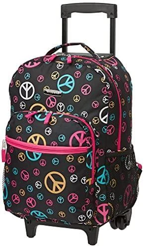 Rockland Double Handle Rolling Backpack, Peace, 17-Inch - Image 1 of 4