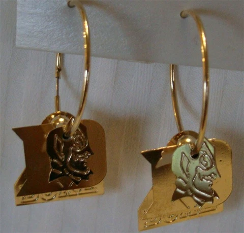Duke University Blue Devils 3D Silver Tone Hoop Earrings Free Ship Cover