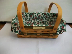 Longaberger 1996 Christmas Holiday Cheer Basket, Holly Liner, Kunststoffschutz - Bild 1 von 8