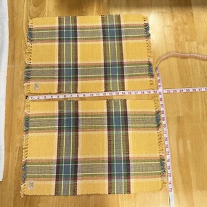 2er Set Gewebte Baumwolle Gelb Blau Kariert Tischsets für Alltag 19"x13" - Bild 1 von 6