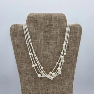 Vintage TRIFARI Faux Pearl Necklace Four Strands Deadstock NWT 16” NOS - Picture 1 of 6