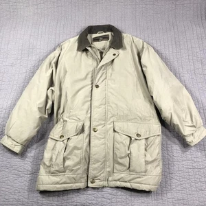 Members Only Jacket Mens Large Tan Leather Collar Quilted Lined Snap Zip Parka - Picture 1 of 23