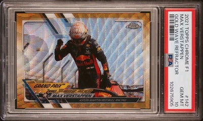 2021 Topps Chrome Formula 1 F1 Gold Wave Refractor MAX VERSTAPPEN #142 #10/50 - Image 1 of 3