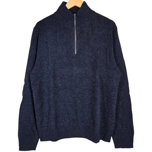 J. Crew Marled rugged merino wool-blend half-zip sweater Marled Indigo L NWT - Picture 1 of 10