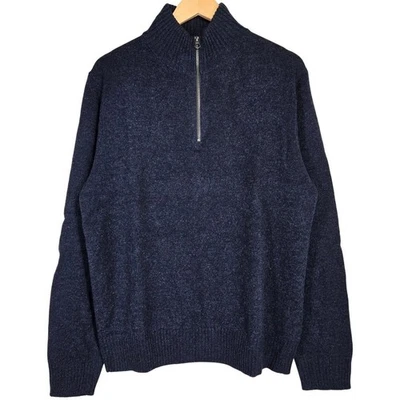 J. Crew Marled rugged merino wool-blend half-zip sweater Marled Indigo L NWT - Image 1 of 4