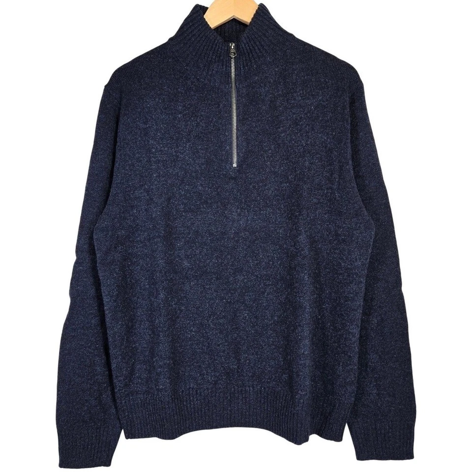 J. Crew Marled rugged merino wool-blend half-zip sweater Marled Indigo L NWT - Image 1 of 4