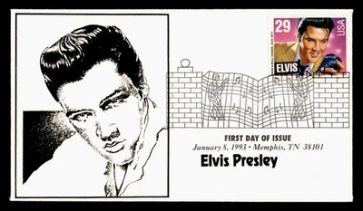DR WHO 1993 FDC ELVIS PRESLEY ROCK & ROLL MUSIC CACHET M58448 - Image 1 of 2