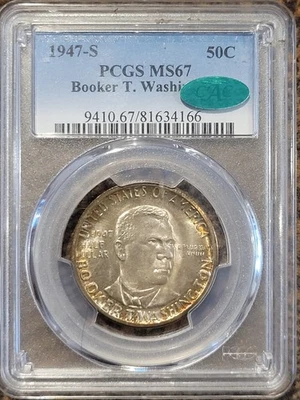 1947-S Booker T Washington Commemorative Half Dollar PCGS MS67 CAC - Image 1 of 2