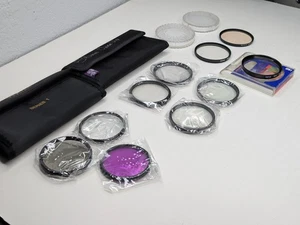 58mm Set of 10 Hoya/Vivitar CPL, Close Up, FLD,  Softener, UV Filters w/ Cases - Picture 1 of 7
