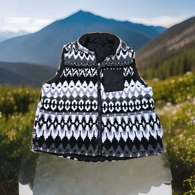 Chaleco reversible Free Country para mujer talla XL estampado azteca polar acolchado occidental R2 Foto 1 de 4
